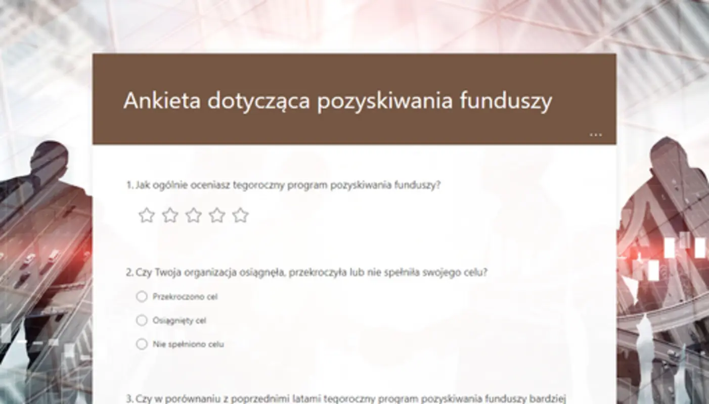 Ankieta dotycząca pozyskiwania funduszy brown