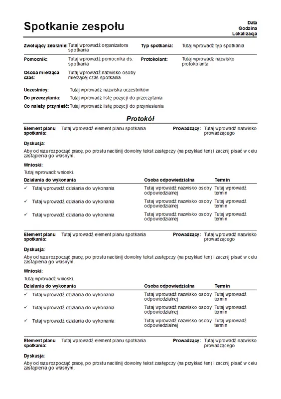 Protokół spotkania nieformalnego modern color block