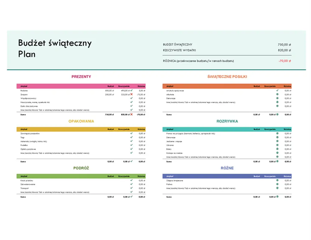 Plan budżetu świątecznego modern-simple