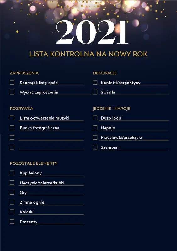 Lista kontrolna imprezy sylwestrowej vintage retro