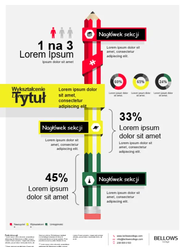 Plakat z infografiką edukacyjną red modern-bold