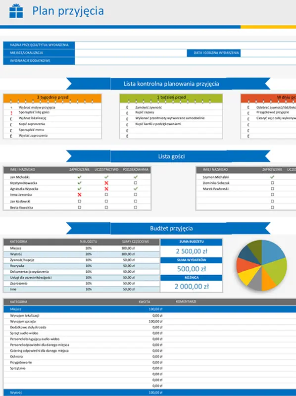 Plan i lista kontrolna przyjęcia gray modern-simple