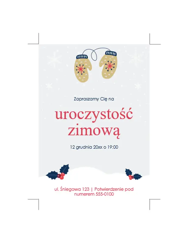 Zaproszenia na zimowe przyjęcie świąteczne whimsical