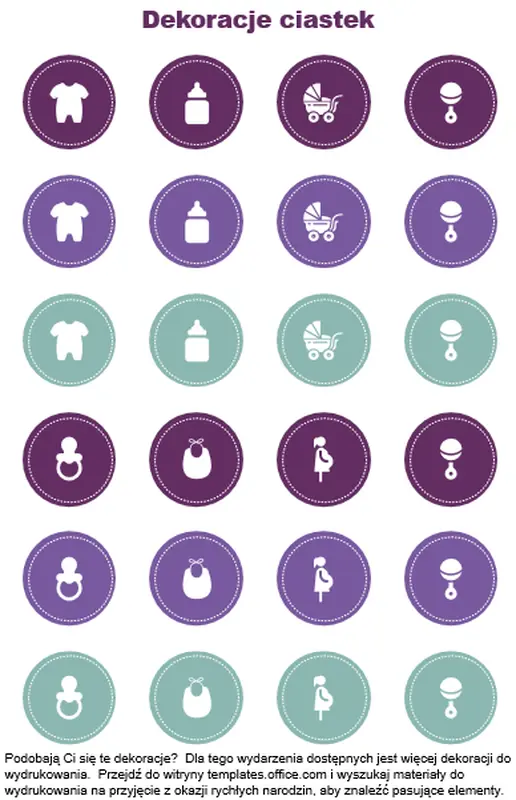 Dekoracje do babeczek na przyjęcie z okazji rychłych narodzin