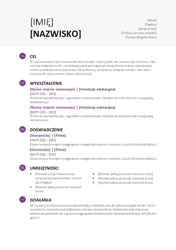 Życiorys ucznia lub studenta (projekt Nowoczesny) modern simple