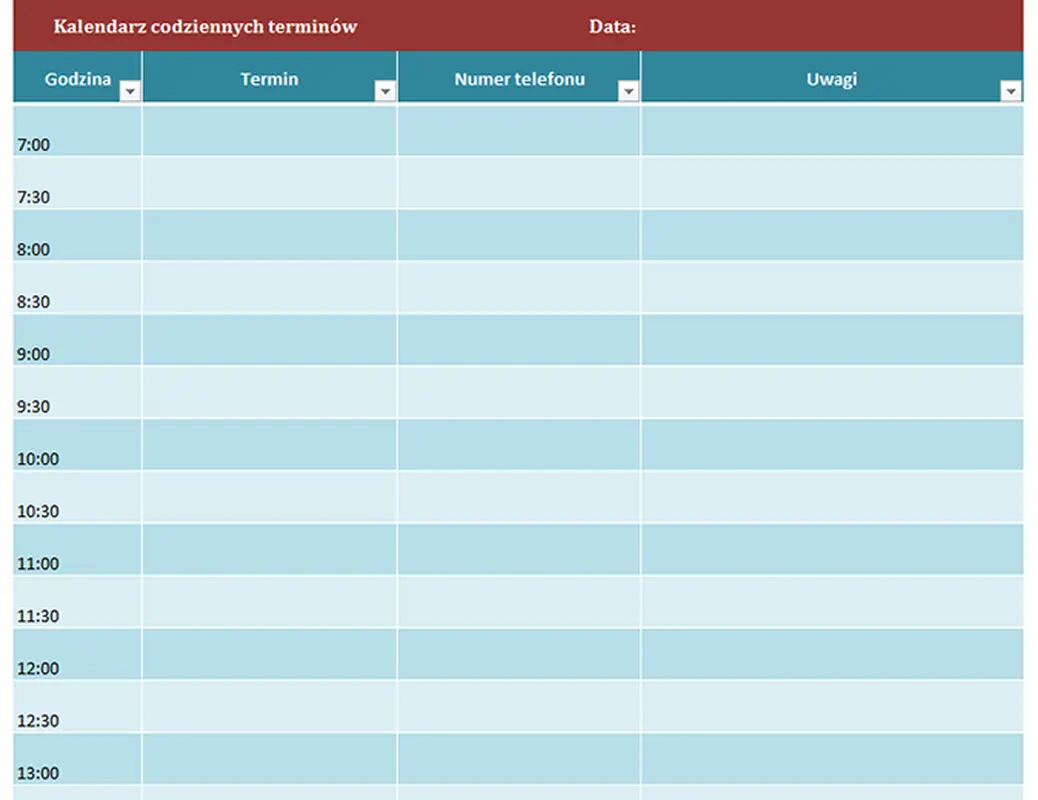 Kalendarz codziennych terminów