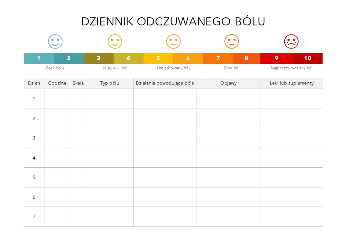 Dziennik odczuwanego bólu modern-simple