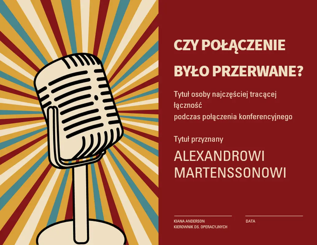 Zabawne dyplomy dotyczące spotkań wirtualnych vintage retro