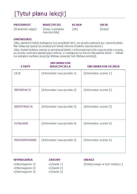 Dzienny plan lekcji (kolorowy) modern simple