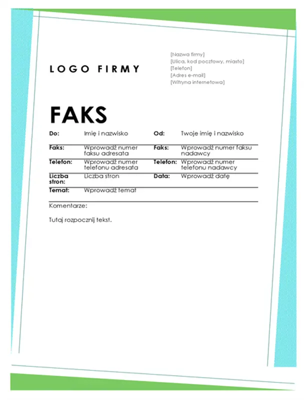 Geometryczna strona tytułowa faksu