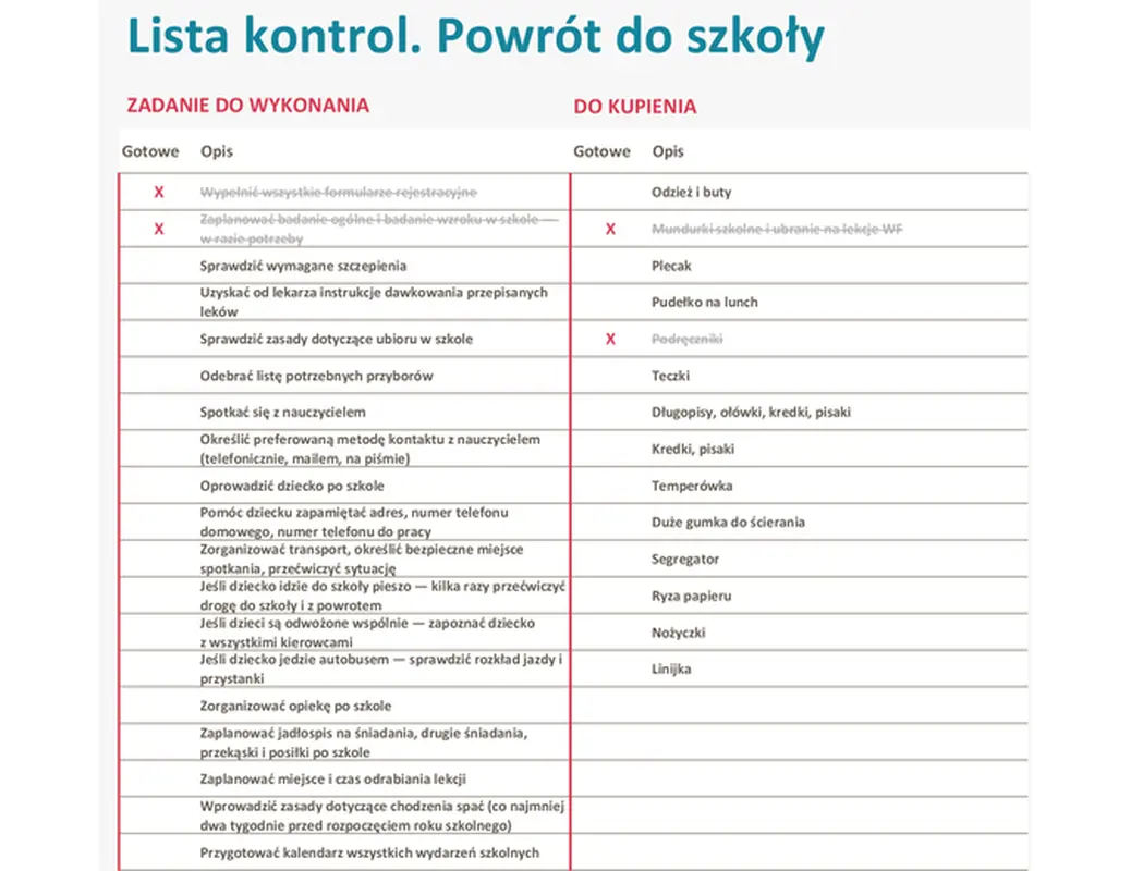 Powrót do szkoły — lista kontrolna modern simple