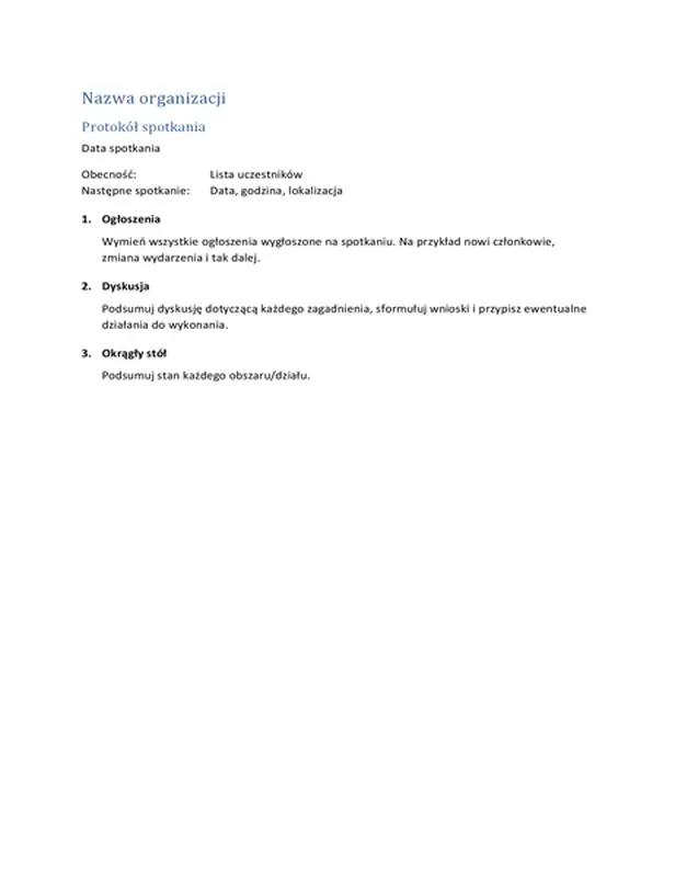 Protokół spotkania (wersja skrócona)