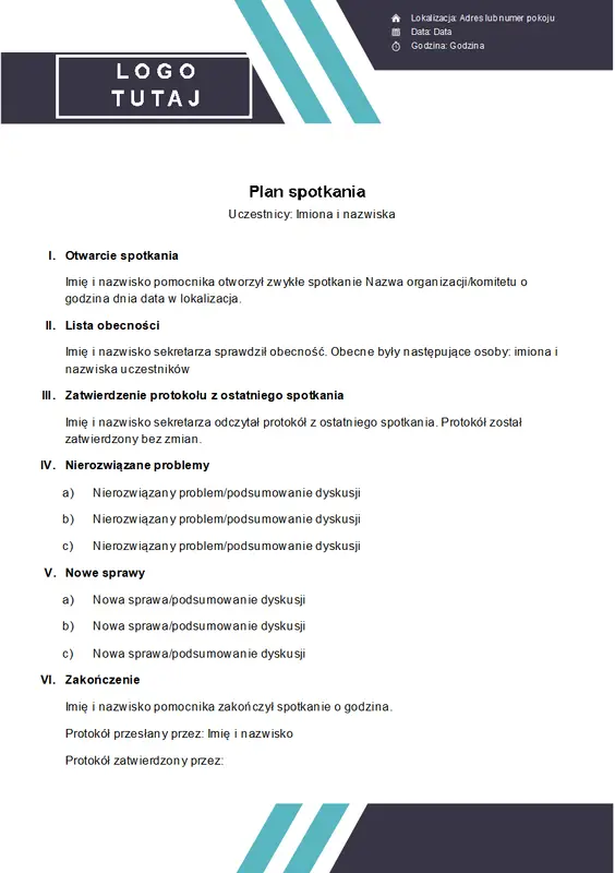 Plan spotkania — podwójny pas