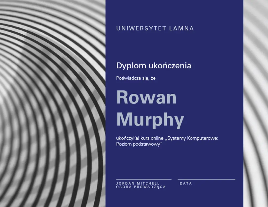 Dyplom ukończenia kursu modern-geometric