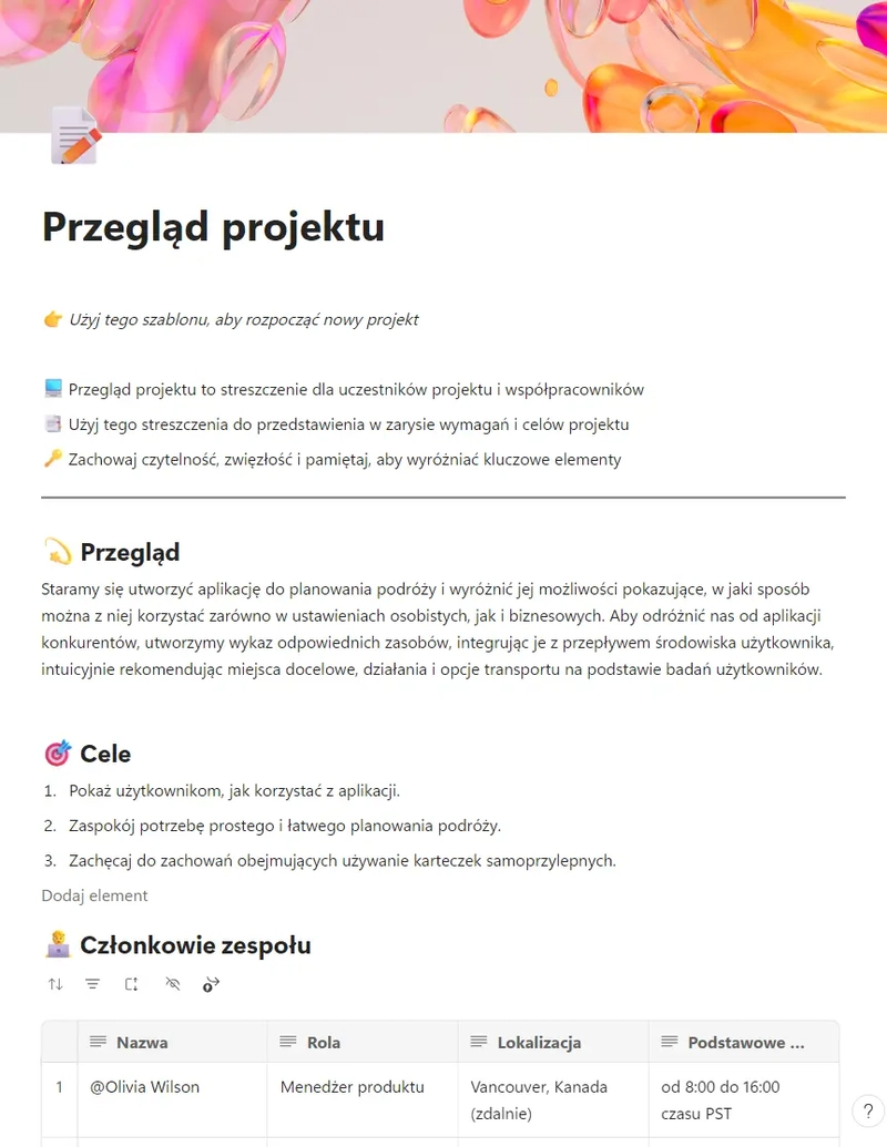 Przegląd projektu