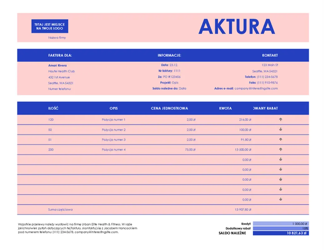 Faktura sprzedaży dla małych firm modern simple