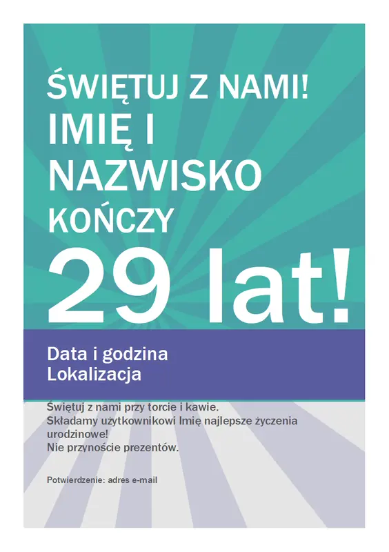 Plakat urodzinowy modern-simple