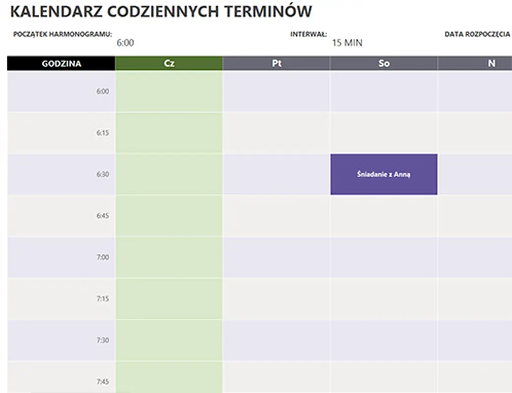 Kalendarz codziennych terminów