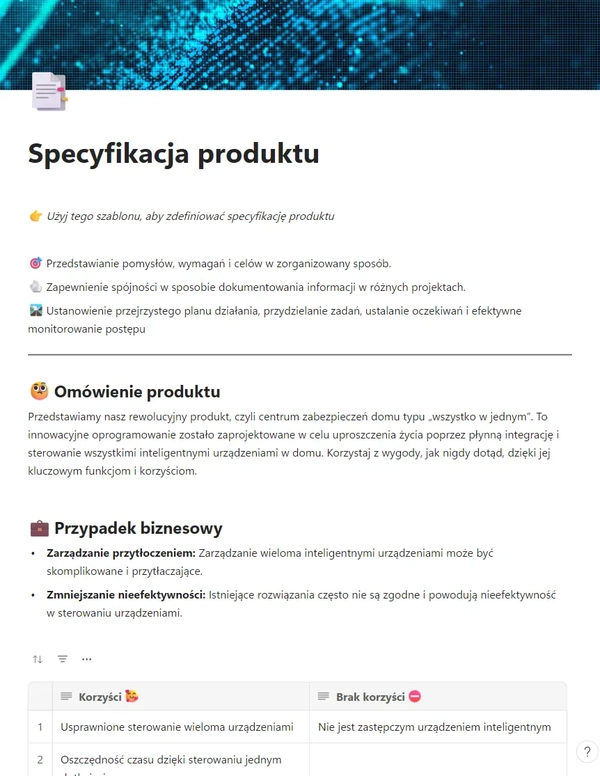 Specyfikacja produktu