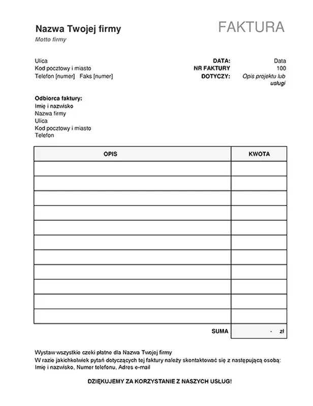 Prosta faktura z obliczeniem sumy modern simple