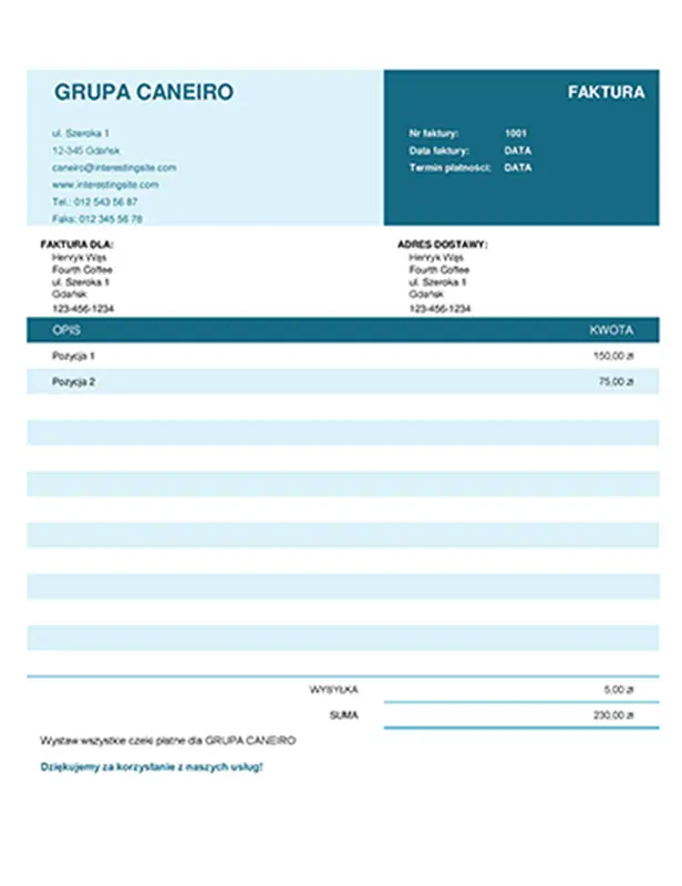 Faktura podstawowa modern simple