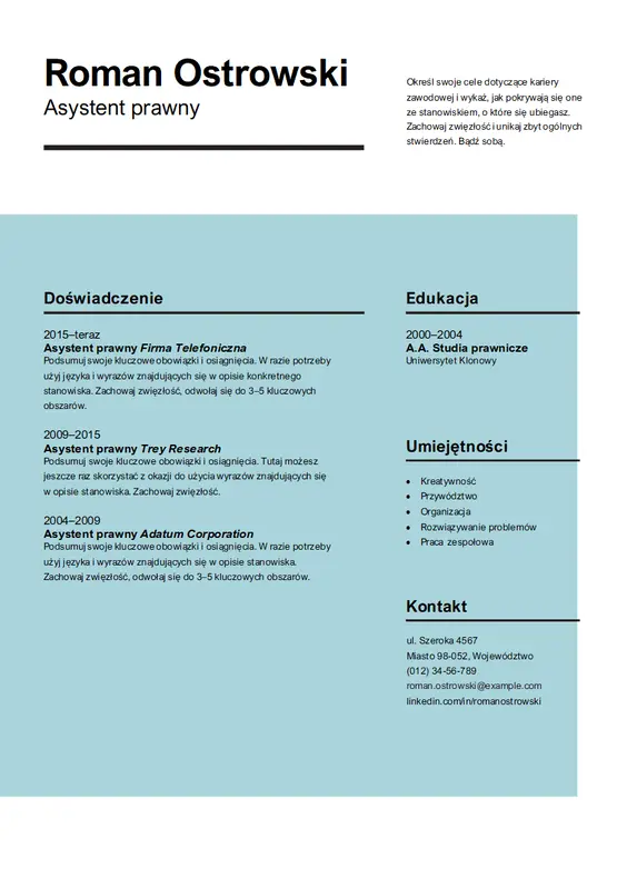 Życiorys robiący wrażenie modern simple