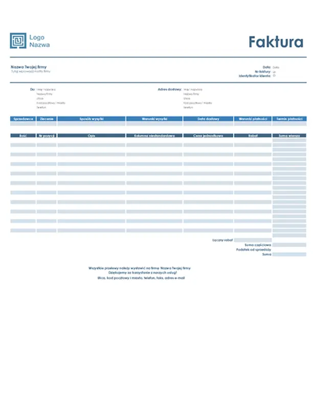 Faktura sprzedaży (prosty niebieski projekt) blue modern-simple