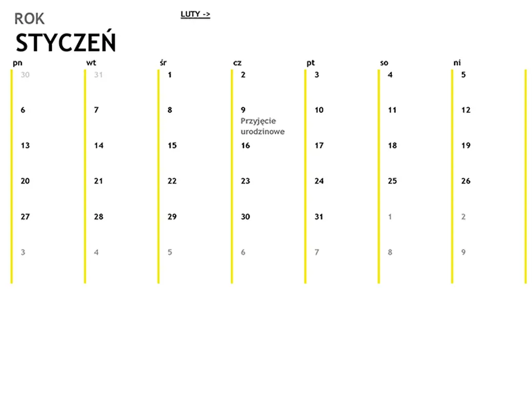 Kalendarz 12-miesięczny modern-simple
