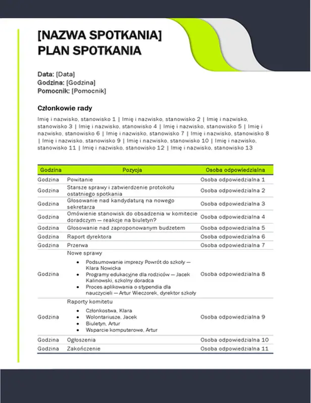 Plan spotkania edukacyjnego
