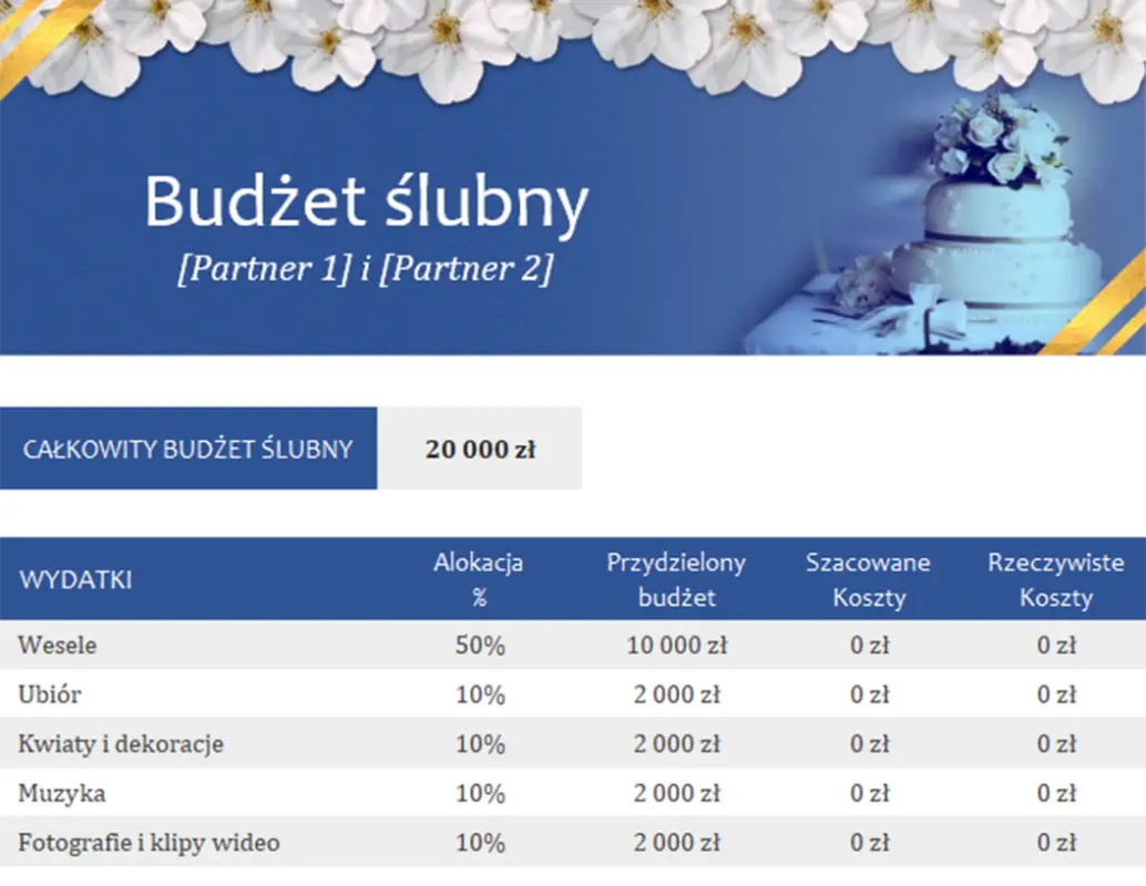 Monitorowanie wydatków ślubnych brown modern simple