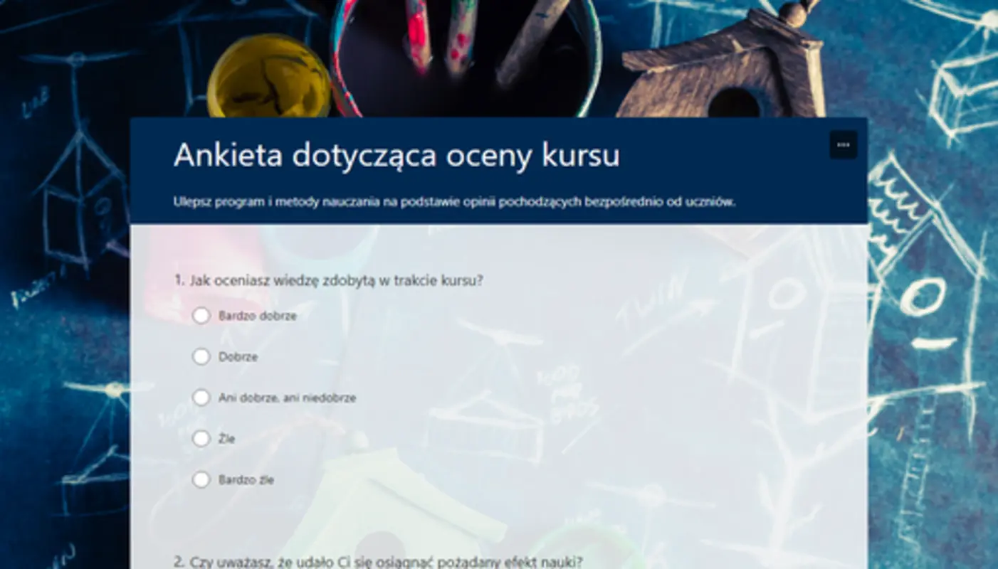 Ankieta dotycząca oceny kursu blue modern simple