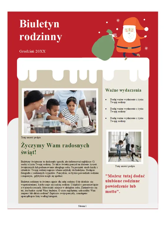 Rodzinny biuletyn bożonarodzeniowy modern-color-block