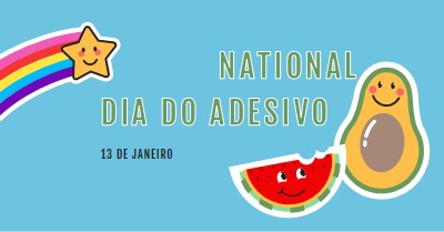 Feliz Dia Nacional do Adesivo blue whimsical-color-block