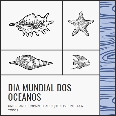 Feliz Dia dos Oceanos do Mundo white vintage-retro