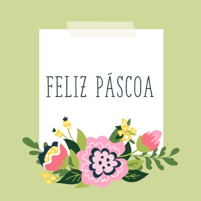 Flores de Páscoa green whimsical-line