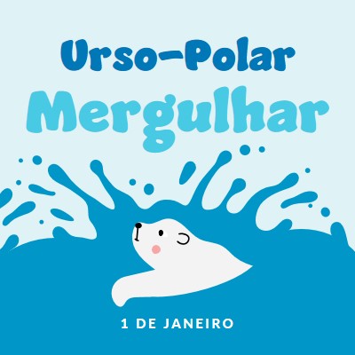 Feliz Dia do Mergulho do Urso Polar blue whimsical-color-block