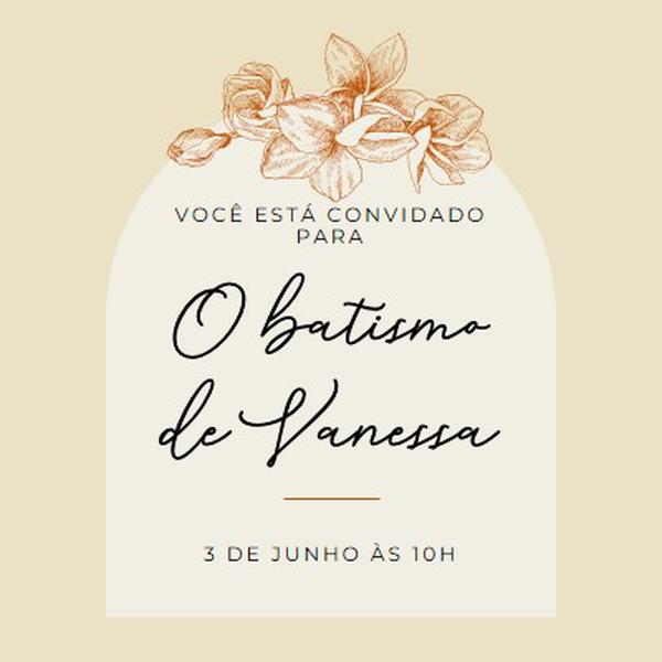 Convite de batismo yellow vintage-botanical