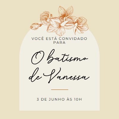 Convite de batismo yellow vintage-botanical