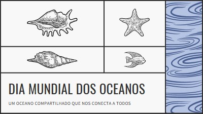 Feliz Dia dos Oceanos do Mundo white vintage-retro