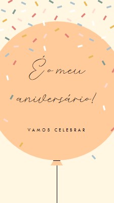 Vamos celebrar o meu aniversário yellow whimsical-line