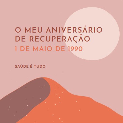 O meu aniversário de recuperação pink organic-boho