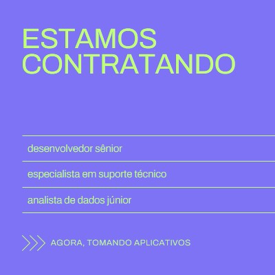 Agora, usando aplicativos purple bold,bright,neon,minimal,modern,simple