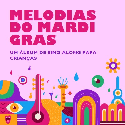 Melodias do Mardi Gras para crianças pink whimsical,fun,illustration,geometric,graphic,bright