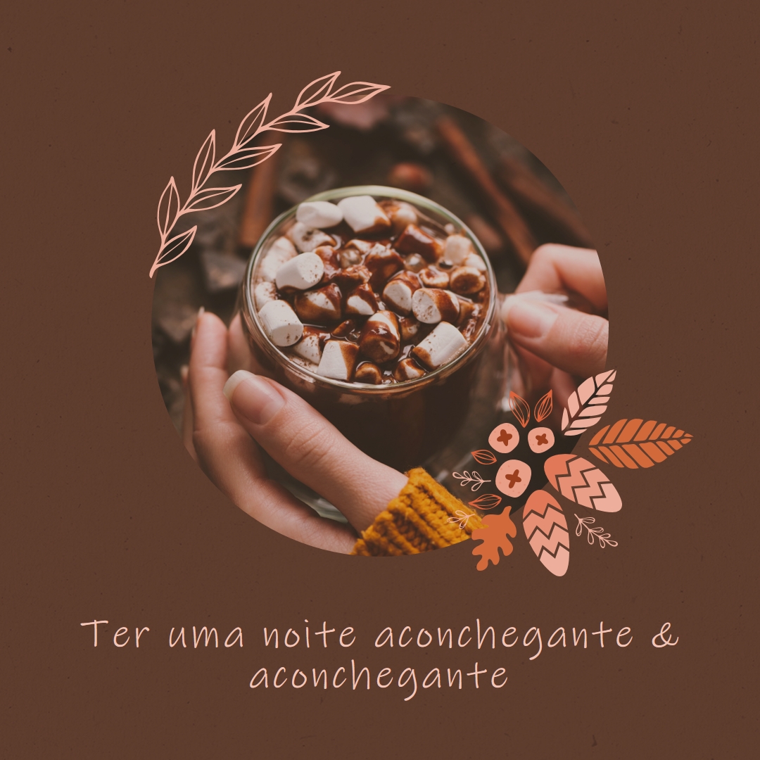 Uma noite quente e aconchegante brown modern,simple,frame,botanical,handwriting,