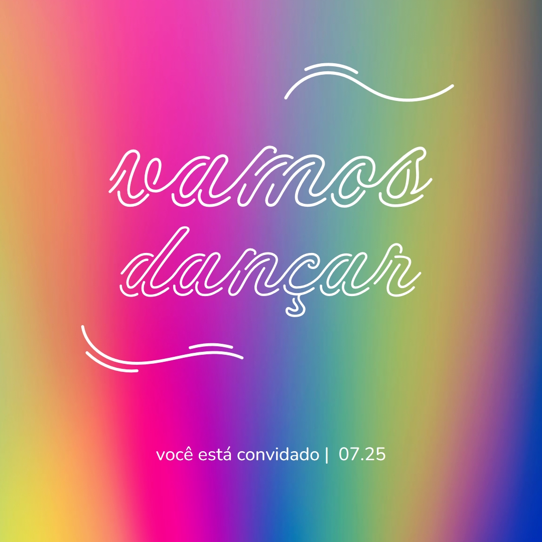 Vamos dançar, você está convidado pink bold,bright,typographic