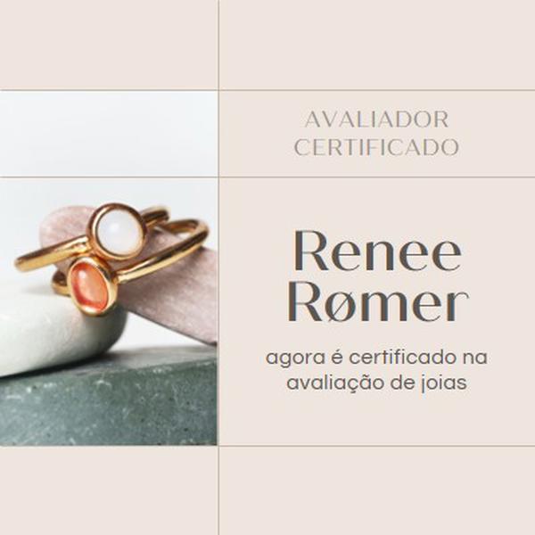 Certificado na avaliação de joalheria brown clean,minimal,frame,elegant,neutral,asymmetrical