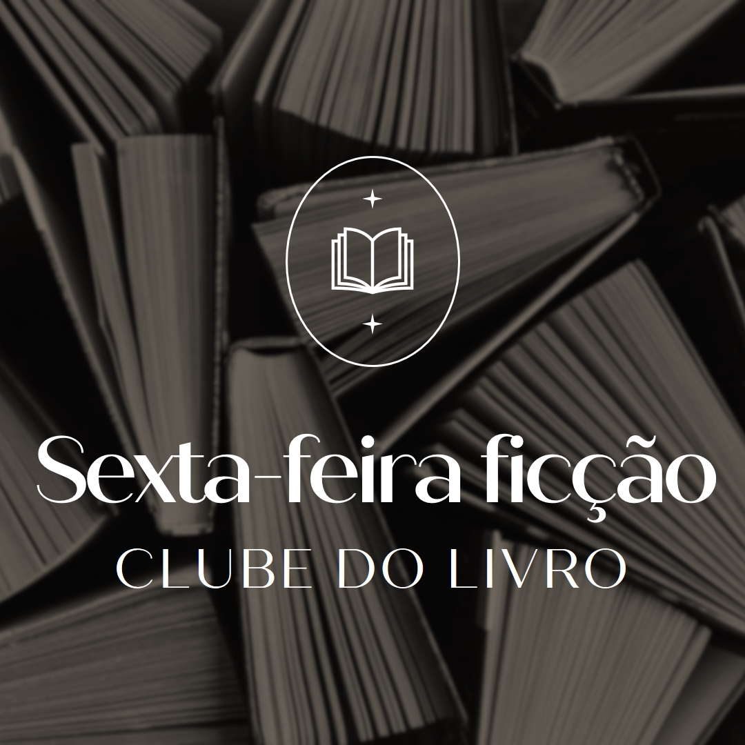Clube do livro de ficção de sexta-feira black elegant,monochromatic,photo,simple,typographic,symmetrical
