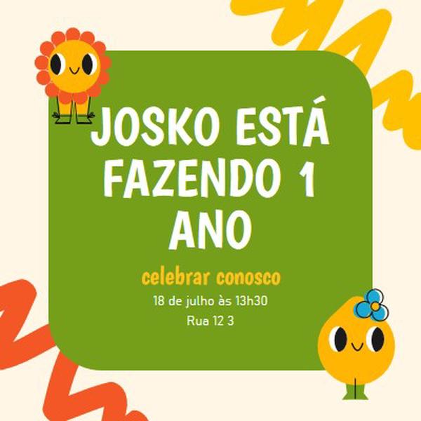 Convite de primeiro aniversário green whimsical,bold,graphic,bright,emoji,motif,