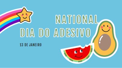 Feliz Dia Nacional do Adesivo blue whimsical-color-block