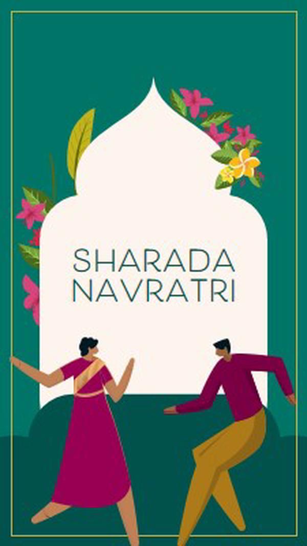 Feliz Navaratri green modern-color-block
